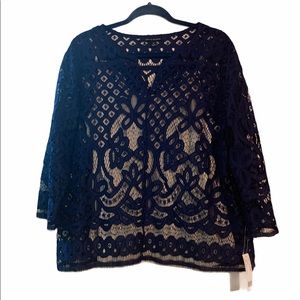 ZAC AND RACHEL- NAVY LACE BLOUSE